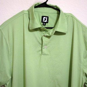 FootJoy Mens Short Sleeve Golf Polo Shirt Size XL Green and White Stripes